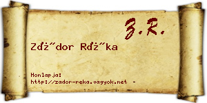 Zádor Réka névjegykártya